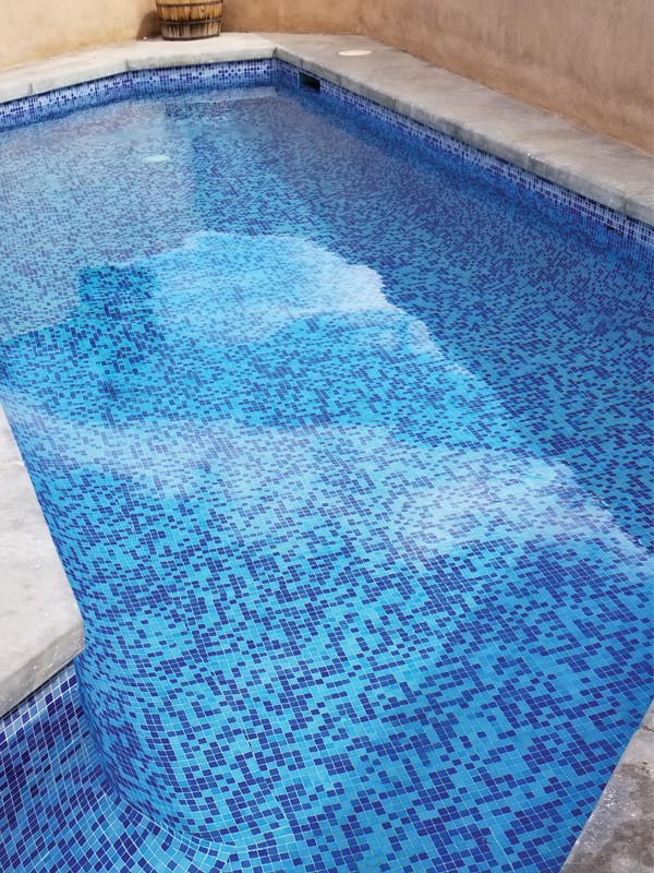 Pool after cleaning, clear blue water
